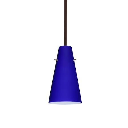 Besa Lighting Cierro Stem Pendant, Cobalt Blue Matte, Bronze Finish, 1x100W Incandescent 1TT-4124CM-BR